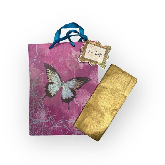 Taylor Swift Official Gift Bag Butterfly Ribbon Handles w Gold Tissue Paper - Picture 3 of 15